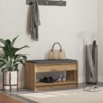 vidaXL Predsieňová lavica s vankúšom Remeselný Dub 83 x 38 x 45 cm