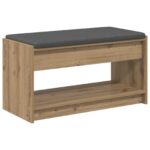 vidaXL Predsieňová lavica s vankúšom Remeselný Dub 83 x 38 x 45 cm – Obrázok 2