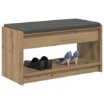 vidaXL Predsieňová lavica s vankúšom Remeselný Dub 83 x 38 x 45 cm – Obrázok 3