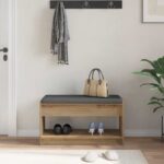 vidaXL Predsieňová lavica s vankúšom Remeselný Dub 83 x 38 x 45 cm – Obrázok 4