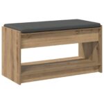 vidaXL Predsieňová lavica s vankúšom Remeselný Dub 83 x 38 x 45 cm – Obrázok 7