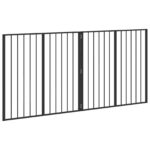 vidaXL Psia brána 2 Panels Čierny 100 x 100 cm Pozinkovaná oceľ – Obrázok 4