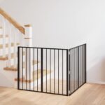 vidaXL Psia brána 2 pcs Čierny 100 x 80 cm Pozinkovaná oceľ