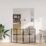 vidaXL Psia brána 2 pcs Čierny 100 x 80 cm Pozinkovaná oceľ – Obrázok 3