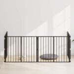 vidaXL Psia brána 4 pcs Čierny 100 x 80 cm Pozinkovaná oceľ – Obrázok 3