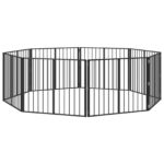 vidaXL Psia brána 8 pcs Čierny 100 x 80 cm Pozinkovaná oceľ – Obrázok 2