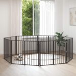 vidaXL Psia brána 8 pcs Čierny 100 x 80 cm Pozinkovaná oceľ – Obrázok 3