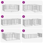 vidaXL Psia brána 8 pcs Čierny 100 x 80 cm Pozinkovaná oceľ – Obrázok 8