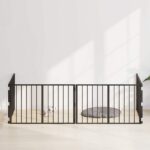 vidaXL Psia brána 4 pcs Čierny 100 x 60 cm Pozinkovaná oceľ – Obrázok 3