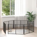 vidaXL Psia brána 6 pcs Čierny 100 x 60 cm Pozinkovaná oceľ