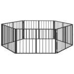 vidaXL Psia brána 6 pcs Čierny 100 x 60 cm Pozinkovaná oceľ – Obrázok 2