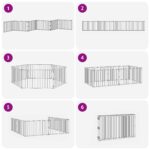 vidaXL Psia brána 6 pcs Čierny 100 x 60 cm Pozinkovaná oceľ – Obrázok 9
