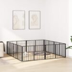 vidaXL Psia brána 8 pcs Čierny 100 x 60 cm Pozinkovaná oceľ