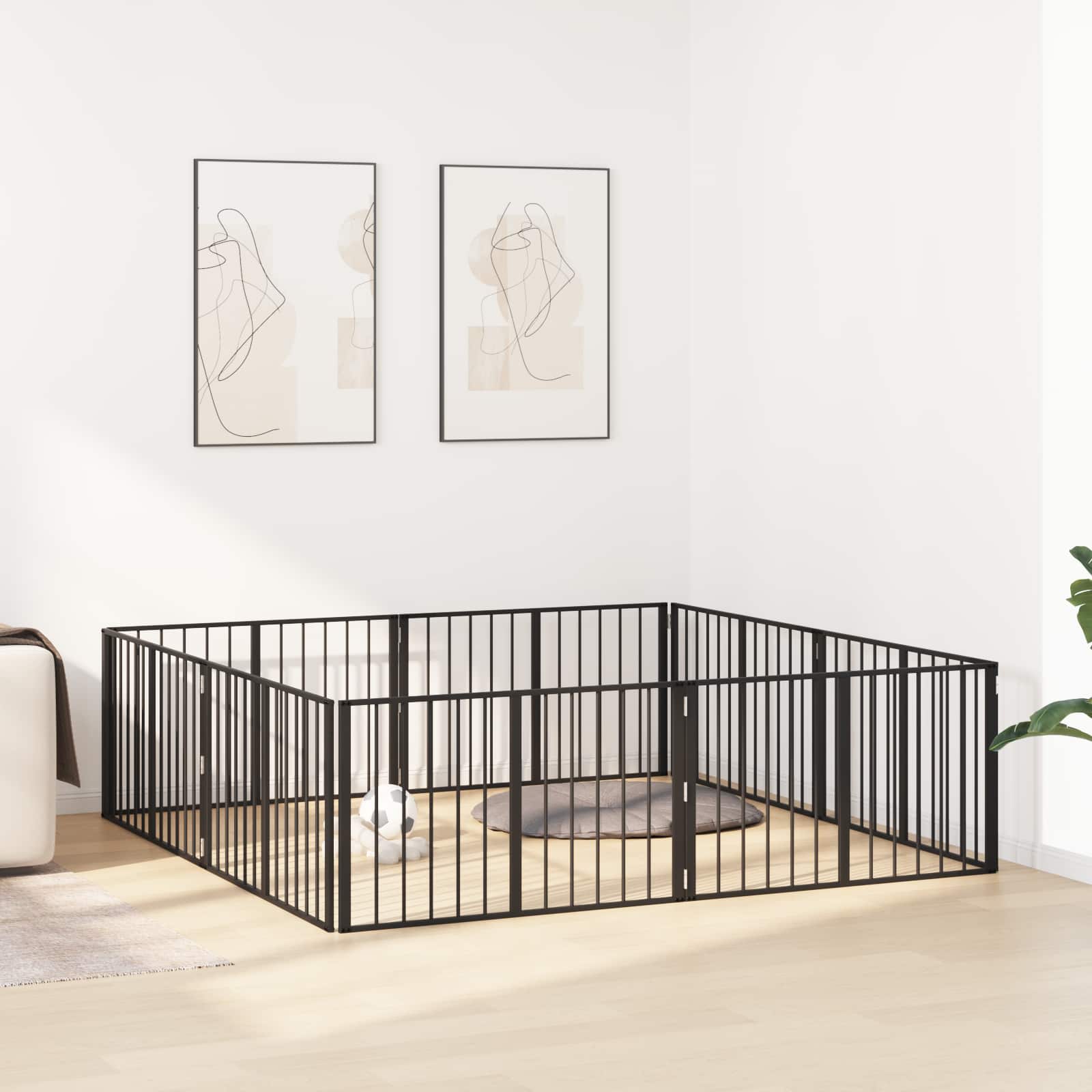 891999_1.jpg vidaXL Psia brána 8 pcs Čierny 100 x 60 cm Pozinkovaná oceľ – Obrázok 1