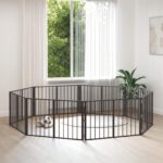 vidaXL Psia brána 8 pcs Čierny 100 x 60 cm Pozinkovaná oceľ – Obrázok 3