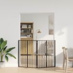 vidaXL Psia brána 2 pcs Čierny 80 x 100 cm Pozinkovaná oceľ – Obrázok 3