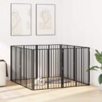 vidaXL Psia brána 8 pcs Čierny 80 x 100 cm Pozinkovaná oceľ