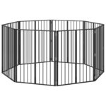 vidaXL Psia brána 8 pcs Čierny 80 x 100 cm Pozinkovaná oceľ – Obrázok 2