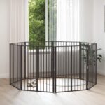 vidaXL Psia brána 8 pcs Čierny 80 x 100 cm Pozinkovaná oceľ – Obrázok 3