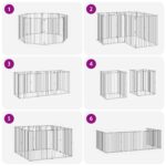 vidaXL Psia brána 8 pcs Čierny 80 x 100 cm Pozinkovaná oceľ – Obrázok 8