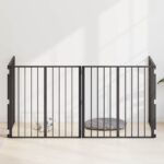 vidaXL Psia brána 4 pcs Čierny 80 x 80 cm Pozinkovaná oceľ