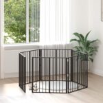 vidaXL Psia brána 6 pcs Čierny 80 x 80 cm Pozinkovaná oceľ