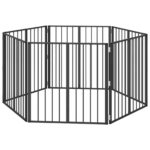 vidaXL Psia brána 6 pcs Čierny 80 x 80 cm Pozinkovaná oceľ – Obrázok 2