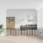 vidaXL Psia brána 6 pcs Čierny 80 x 80 cm Pozinkovaná oceľ – Obrázok 3