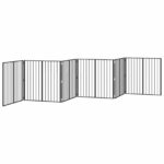 vidaXL Psia brána 6 pcs Čierny 80 x 80 cm Pozinkovaná oceľ – Obrázok 4