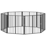 vidaXL Psia brána 8 pcs Čierny 80 x 80 cm Pozinkovaná oceľ – Obrázok 2