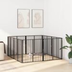 vidaXL Psia brána 8 pcs Čierny 80 x 80 cm Pozinkovaná oceľ – Obrázok 3