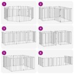 vidaXL Psia brána 8 pcs Čierny 80 x 80 cm Pozinkovaná oceľ – Obrázok 8