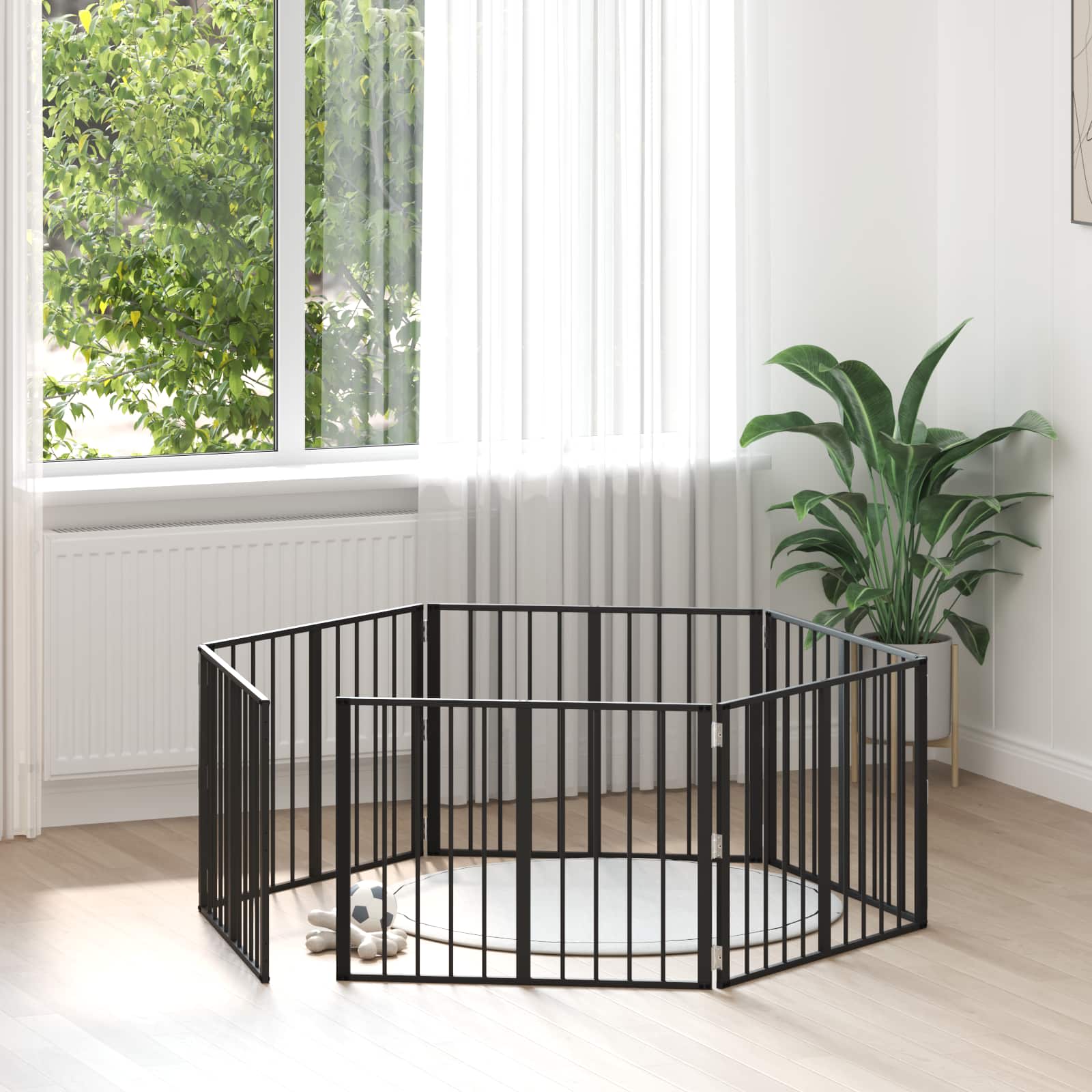 892011_1.jpg vidaXL Psia brána 6 pcs Čierny 80 x 60 cm Pozinkovaná oceľ – Obrázok 1