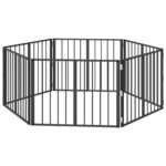vidaXL Psia brána 6 pcs Čierny 80 x 60 cm Pozinkovaná oceľ – Obrázok 2