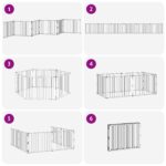 vidaXL Psia brána 6 pcs Čierny 80 x 60 cm Pozinkovaná oceľ – Obrázok 9