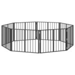 vidaXL Psia brána 8 pcs Čierny 80 x 60 cm Pozinkovaná oceľ – Obrázok 2