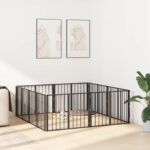 vidaXL Psia brána 8 pcs Čierny 80 x 60 cm Pozinkovaná oceľ – Obrázok 3