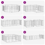 vidaXL Psia brána 8 pcs Čierny 80 x 60 cm Pozinkovaná oceľ – Obrázok 8