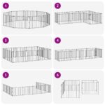 vidaXL Psia brána 10 pcs Čierny 80 x 60 cm Pozinkovaná oceľ – Obrázok 8