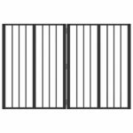 vidaXL Psia brána 2 pcs Čierny 60 x 80 cm Pozinkovaná oceľ – Obrázok 2