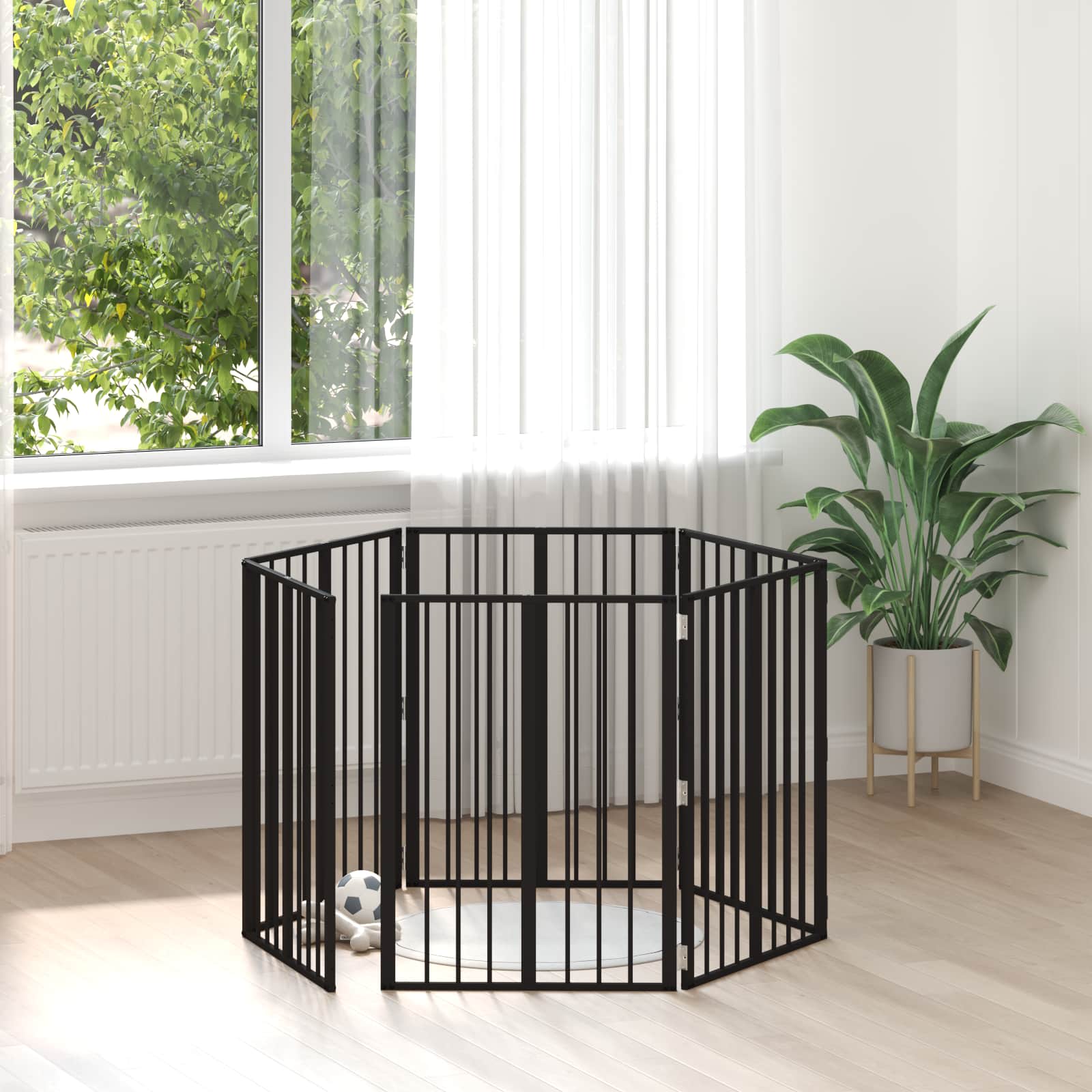 892016_1.jpg vidaXL Psia brána 6 pcs Čierny 60 x 80 cm Pozinkovaná oceľ – Obrázok 1