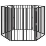 vidaXL Psia brána 6 pcs Čierny 60 x 80 cm Pozinkovaná oceľ – Obrázok 2