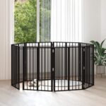 vidaXL Psia brána 8 pcs Čierny 60 x 80 cm Pozinkovaná oceľ