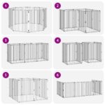 vidaXL Psia brána 8 pcs Čierny 60 x 80 cm Pozinkovaná oceľ – Obrázok 8