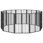 vidaXL Psia brána 10 pcs Čierny 60 x 80 cm Pozinkovaná oceľ – Obrázok 2