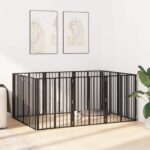 vidaXL Psia brána 10 pcs Čierny 60 x 80 cm Pozinkovaná oceľ – Obrázok 3