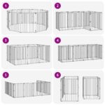 vidaXL Psia brána 10 pcs Čierny 60 x 80 cm Pozinkovaná oceľ – Obrázok 8