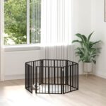 vidaXL Psia brána 6 pcs Čierny 60 x 60 cm Pozinkovaná oceľ