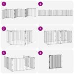 vidaXL Psia brána 6 pcs Čierny 60 x 60 cm Pozinkovaná oceľ – Obrázok 9