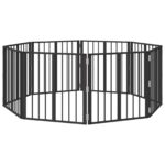 vidaXL Psia brána 8 pcs Čierny 60 x 60 cm Pozinkovaná oceľ – Obrázok 2